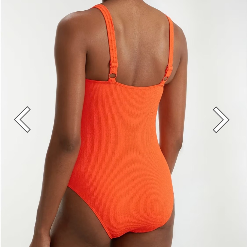 Textured Scoop One-Piece Swimsuit in Vibrant Orange - Picture 2 of 7